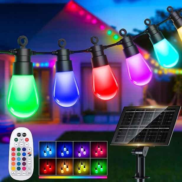 Solární Led lampy pro venkovní použití, 17 m, Rgb, IP65, dálkové ovládání
