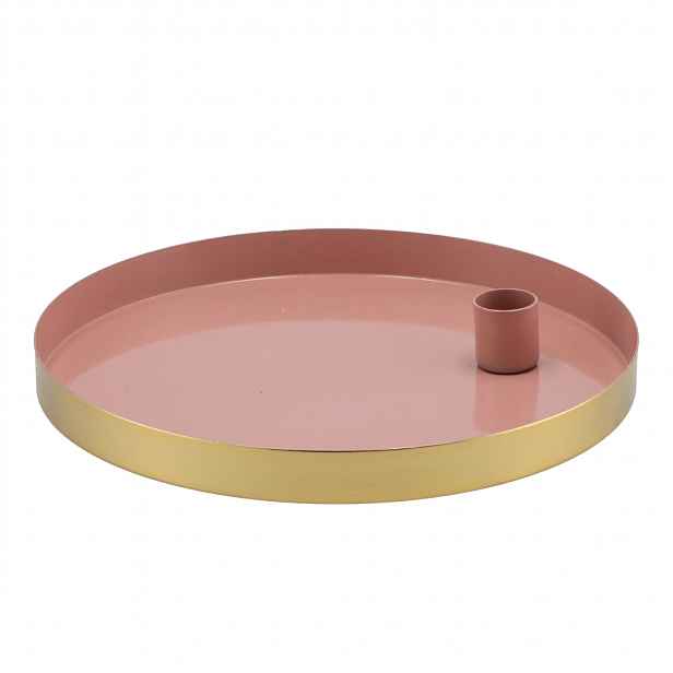 Kulatý kovový svícen MARAKESH 22cm, růžový