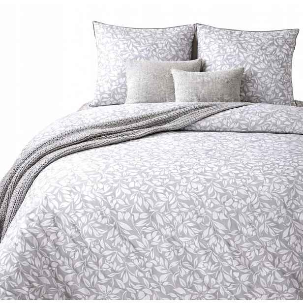 Povlečení šedé elegantní s květinami jemné letní jemné 160x200 Perkal