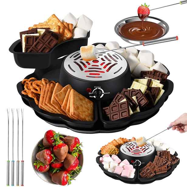 Sada na fondue s čokoládou, sýrem, ohřívačem a regulací teploty