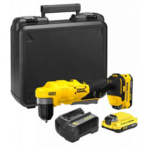 Stanley - 18V AKU pravoúhlá vrtačka, 2x aku 2,0 Ah Li-Ion, nabíječka SFMCD750D2K-QW