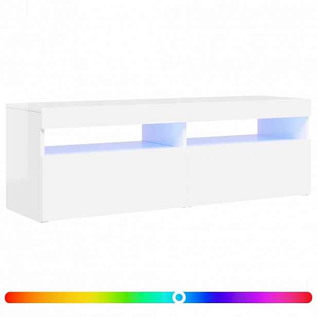 vidaXL TV skříňka s LED osvětlením bílá s vysokým leskem 120x35x40 cm