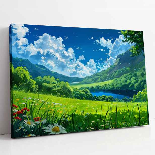 Obraz na plátně Louka u jezera, krajina do domu, pokoje, obýváku 80x60