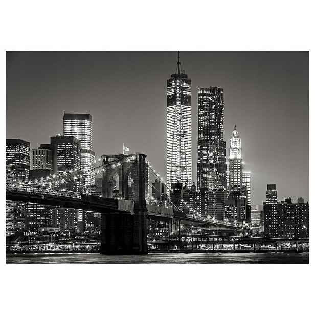 Fototapeta Brooklyn Bridge v noci New York černobílá 150x105 lepidlo