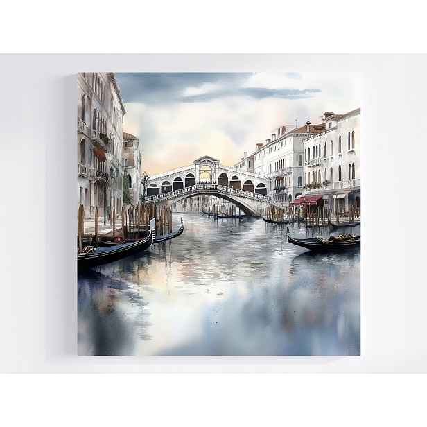 Obraz Na Plátně Canvas Město Itálie Benátky Most Rialto Gondola 50x50