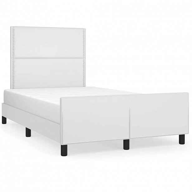 vidaXL Rám postele s čelem bílý 120x200 cm umělá kůže