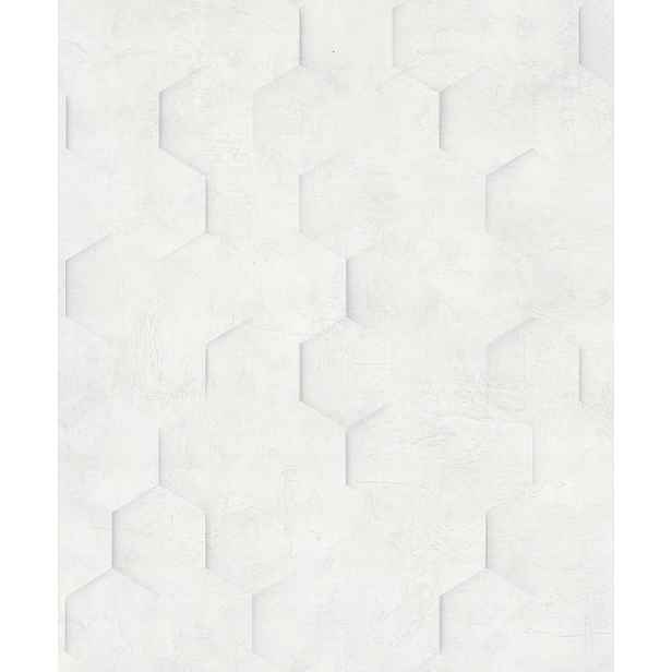 Betonová Tapeta Vzor 3D Hexagony Vinylová Bílá Tapeta