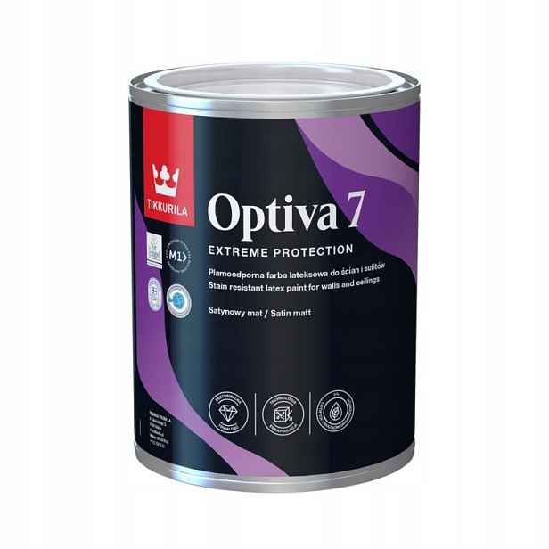 Tikkurila Barva na stěny a stropy Optiva Satin Matt 7 Baza "a" bílá 0,9L