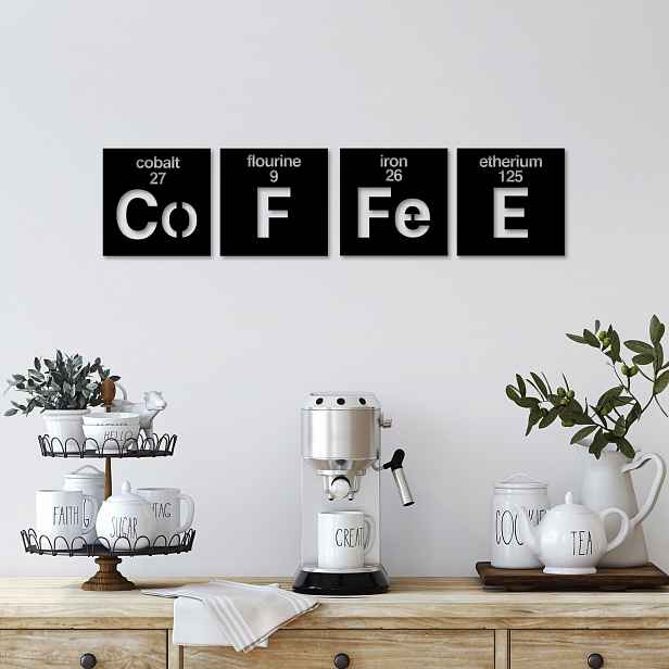 Wallity Nástěnná kovová dekorace Coffee 13 černá