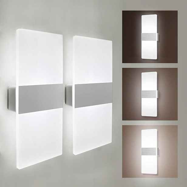 2x 12W Led Nástěnná Lampa Vnitřní 3000K Do Ložnice, Obývacího Pokoje