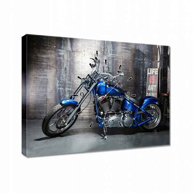 Nástěnné hodiny 60x40 Modrý chopper
