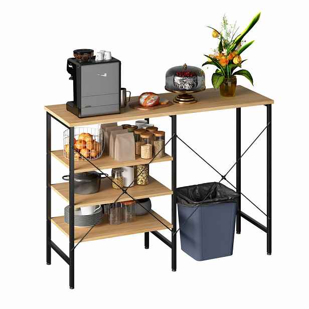 Redom SIDEBOARD 120/40/85,5 cm s variabilním uspořádáním a stabilní kovovou konstrukcí, Černá+Přírodní