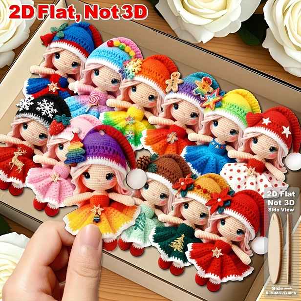 TEMU 2D ploché, 12 ks elegantních ozdob pro dívky, vánoční dárky na párty, svatební dekorace na Valentýna, unikátní design, ozdoby na stromeček,