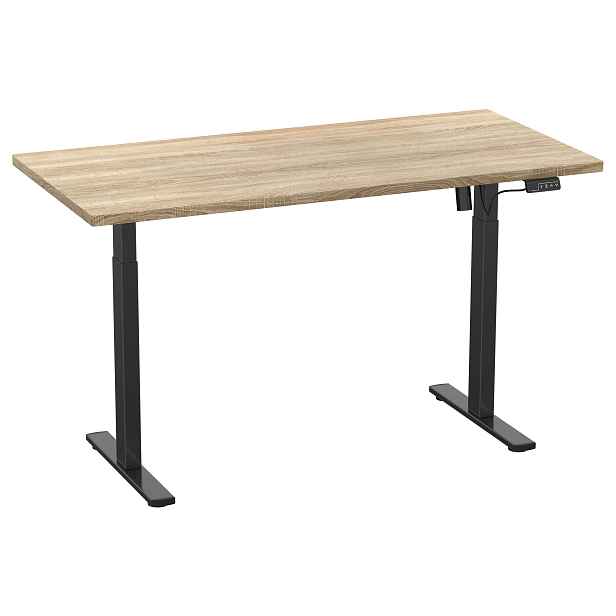 VCM Psací stůl »E-Lona«, plynule výškově nastavitelný. (Dub sonoma/černá, 140 x 80 cm)