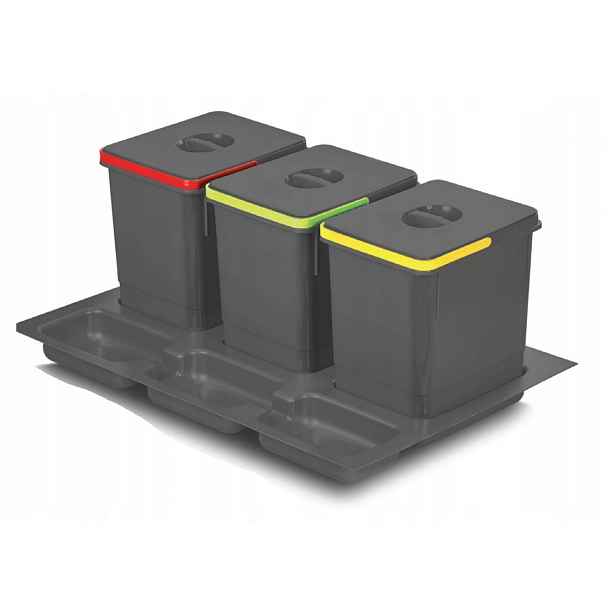 Koš na třídění odpadků Iql 80/3 antracitový 3 x 7 L.