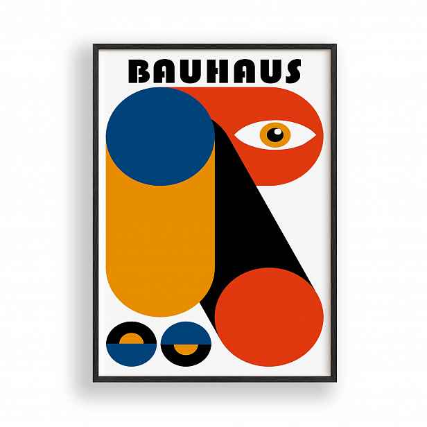Obraz Bauhaus Abstraktní kompozice Plakát Rámeček Dřevěný Černý 30x42 cm