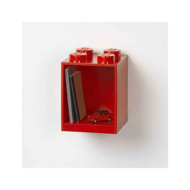 Dětská červená nástěnná police LEGO® Brick 4