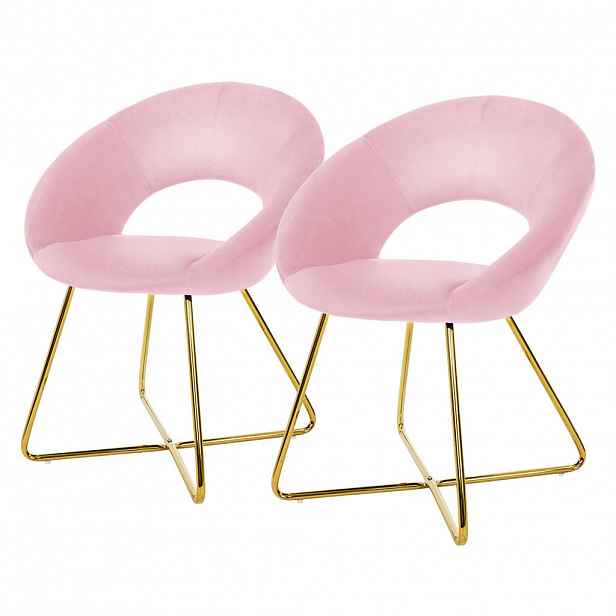 ML-DESIGN JÍDELNÍ ŽIDLE, sada 2 ks, růžový samet