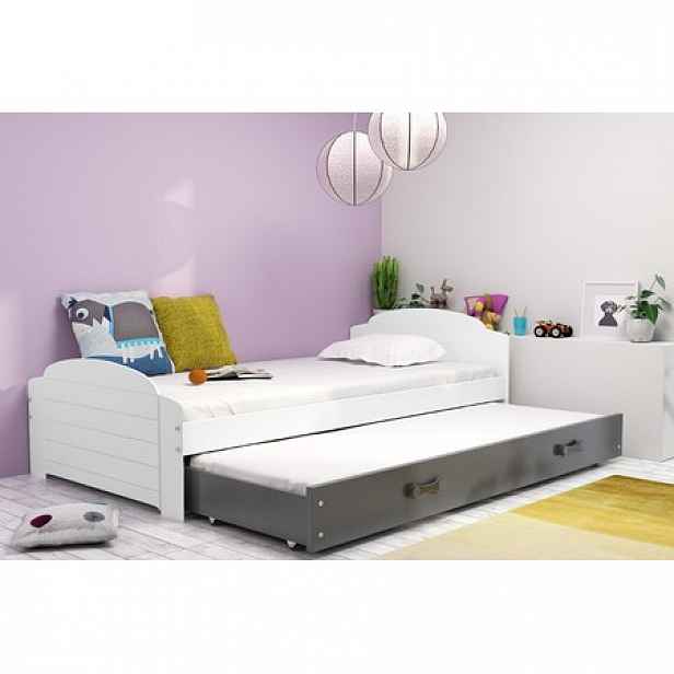 Výsuvná dětská postel LILI bílá 200x90 cm Šedá