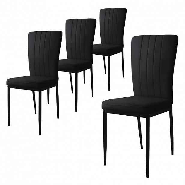 ML-DESIGN JÍDELNÍ ŽIDLE, sada 4 ks, černý samet