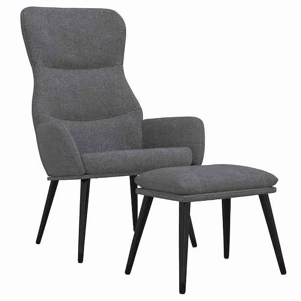 vidaXL Relaxační křeslo se stoličkou světle šedé textil
