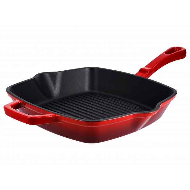 Silvercrest® Litinová grilovací pánev Premium, Ø 25 cm (hranatá, červená)