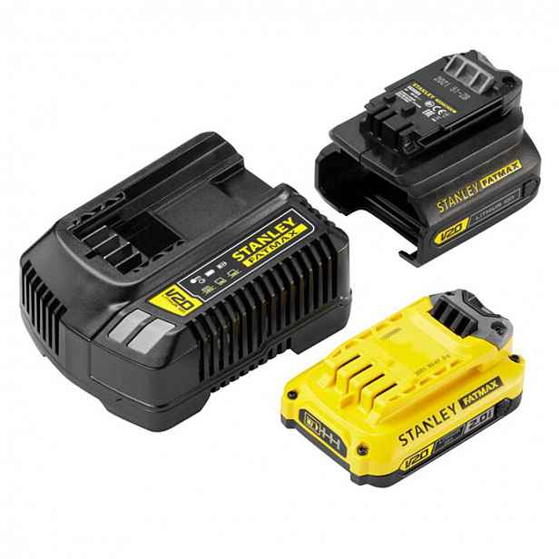 Stanley - Sada 2A nabíječky, 1x aku 18 V Li-Ion 2,0 Ah a adaptéru SFMCB121D1-QW
