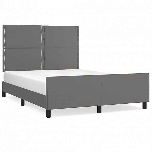 vidaXL Rám postele s čelem šedý 140x200 cm umělá kůže