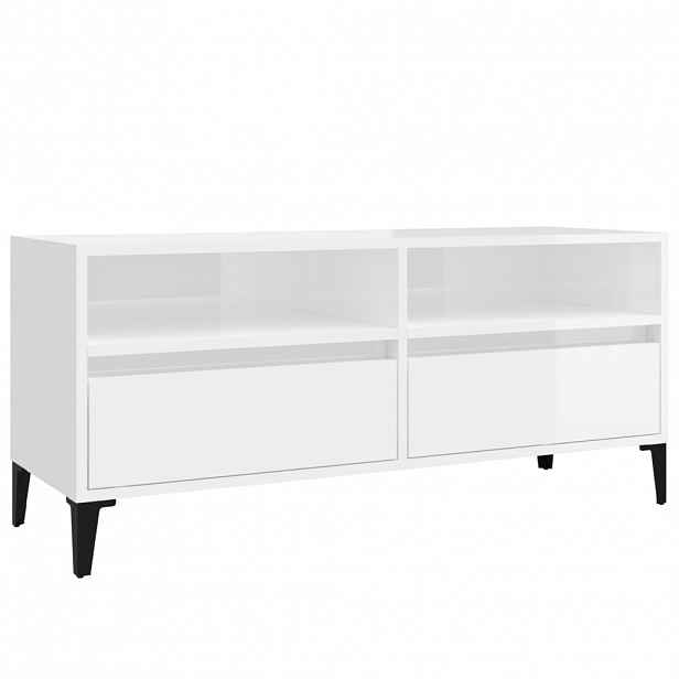 vidaXL TV skříňka bílá vysoký lesk 100x34,5x44,5 cm kompozitní dřevo