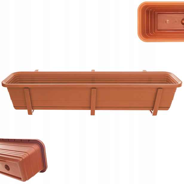 Balkonový Truhlík Květináč 80cm Rukojeti Stojánek Balkon Zábradlí