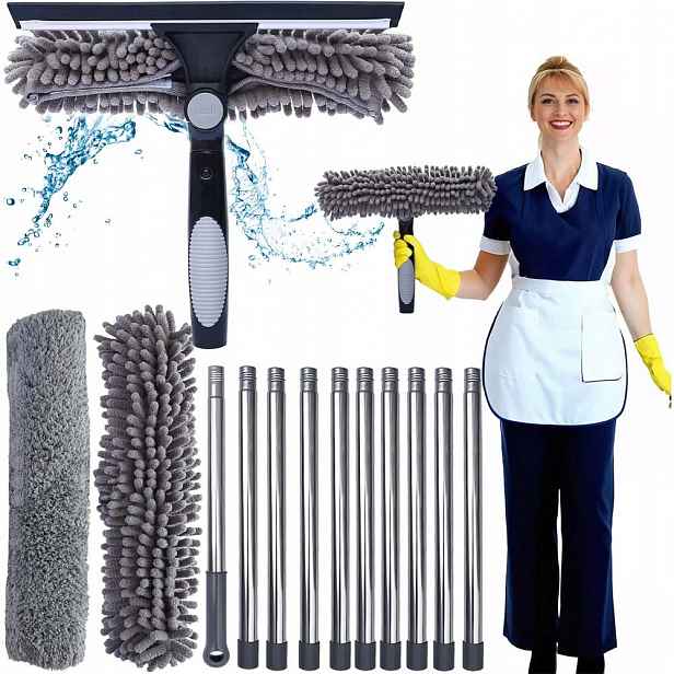 Čistič Oken S Teleskopickou Tyčí A Utěrkou Z Mikrovlákna 424 CM 2V1