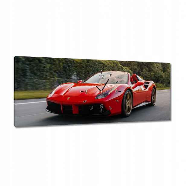 Hodiny 100x40 Červené Ferrari Cesta