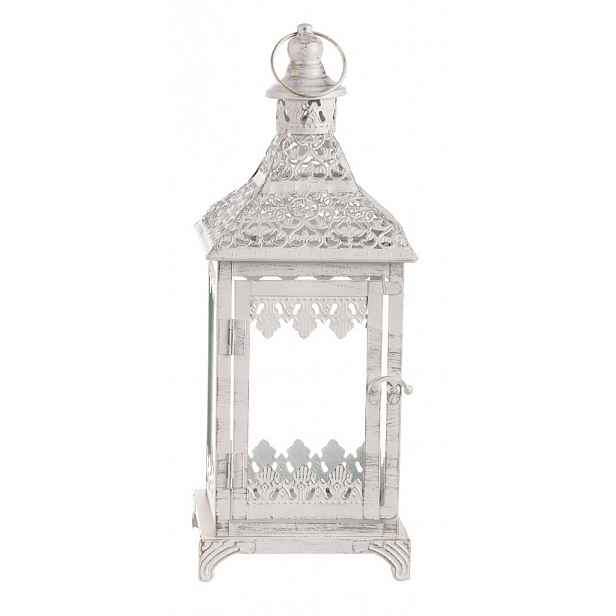 Kovová lucerna Cinti 39 cm, bílá antik