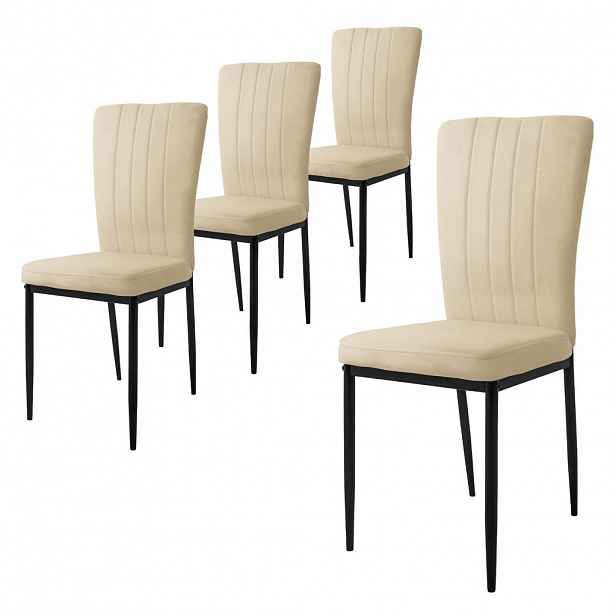 ML-DESIGN SADA 4 jídelních židlí, taupe, samet