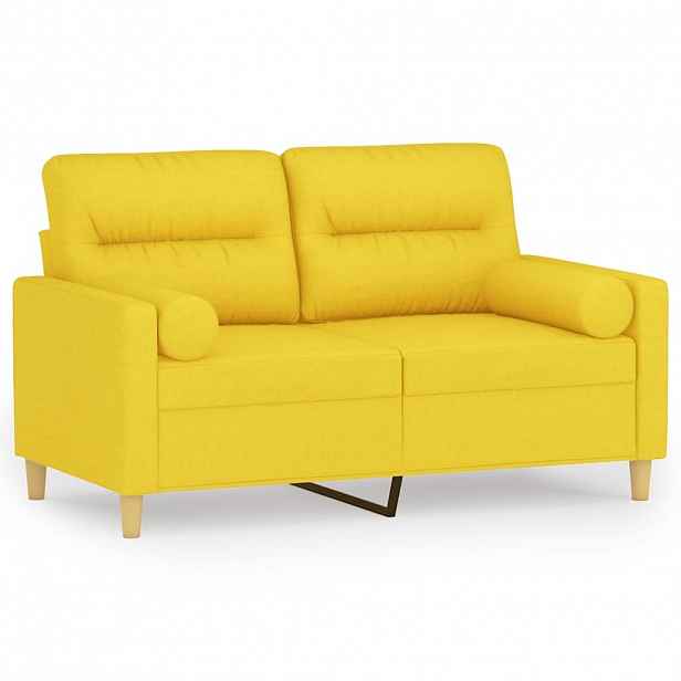 vidaXL 2místná pohovka s polštáři světle žlutá 120 cm textil