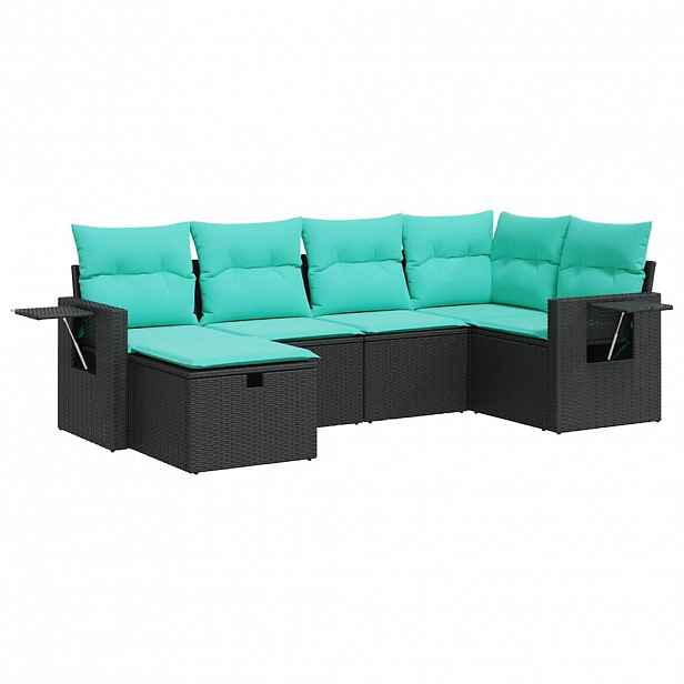 vidaXL 6dílná zahradní sedací souprava s poduškami černá polyratan