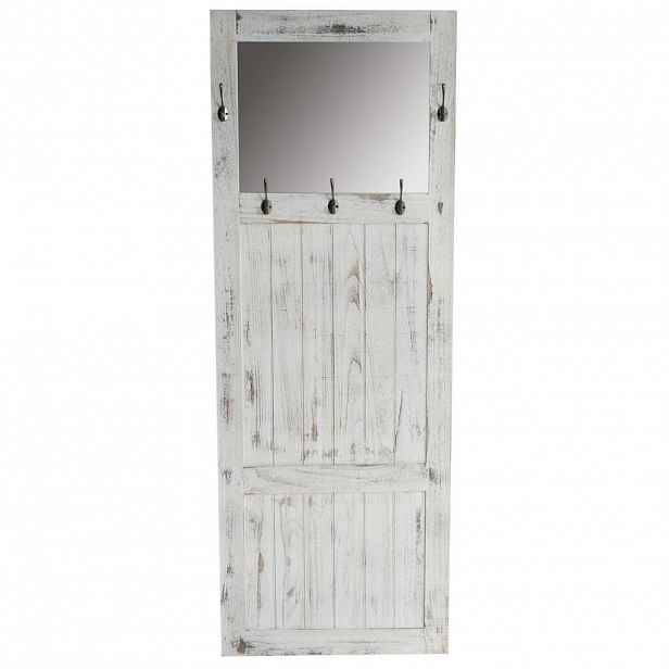 MCW NÁSTĚNNÁ věšáková skříňka se zrcadlem ve stylu shabby chic, bílá