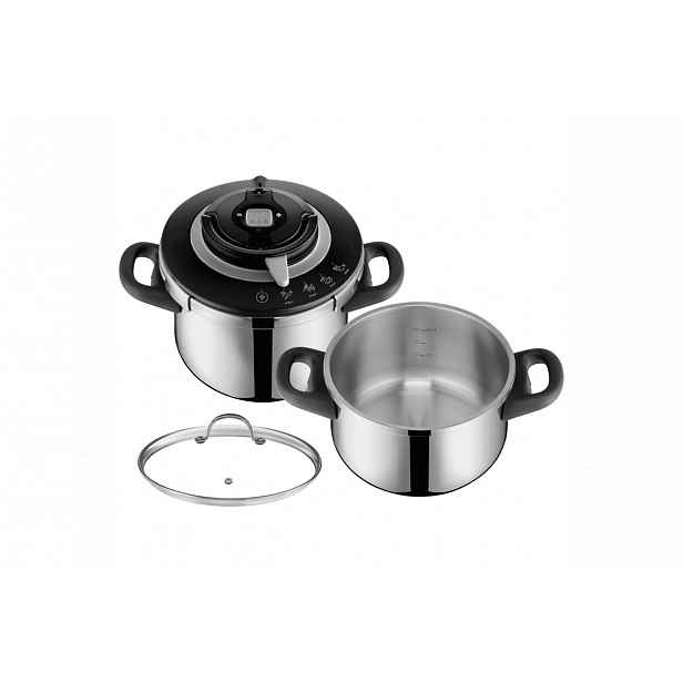 Sada tlakových hrnců Tefal Clipso+ CHEF 6 a 4,5 l P4552030 Nerezový/Černý