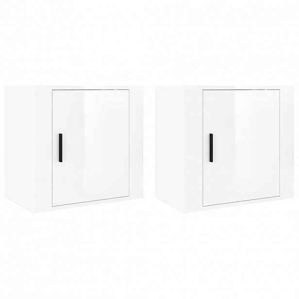 vidaXL Nástěnné noční stolky 2 ks bílé s vysokým leskem 50x30x47 cm