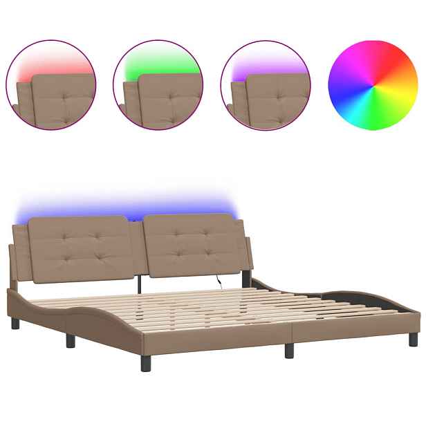 vidaXL Rám postele s LED bez matrace Zadar cappuccino 200 x 200 cm