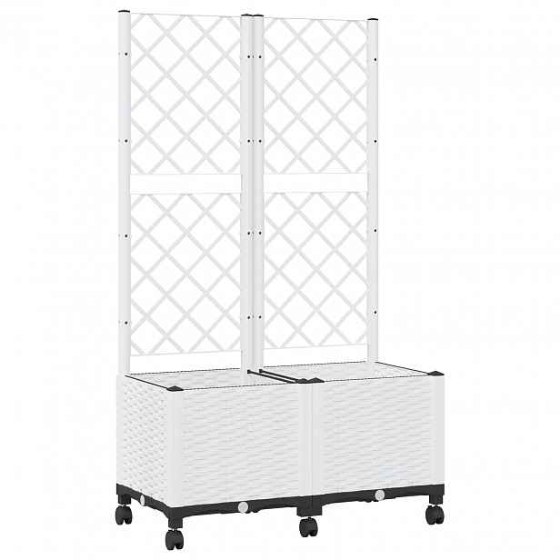 vidaXL Zahradní truhlík s treláží a koly Bílá 80 x 40 x 146 cm PP