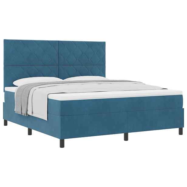 vidaXL Postel s boxspringem s čelo Tmavě modrá 180 x 200 cm samet