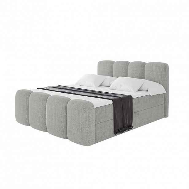 ALTDECOR AMERICKÁ postel s matrací H4 a roštem – NINA-Z – 140 × 200 cm – světle šedá