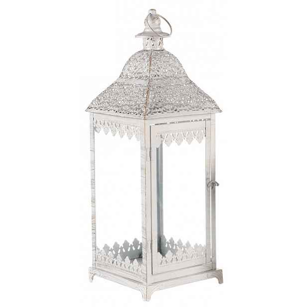 Kovová lucerna Cinti 55 cm, bílá antik