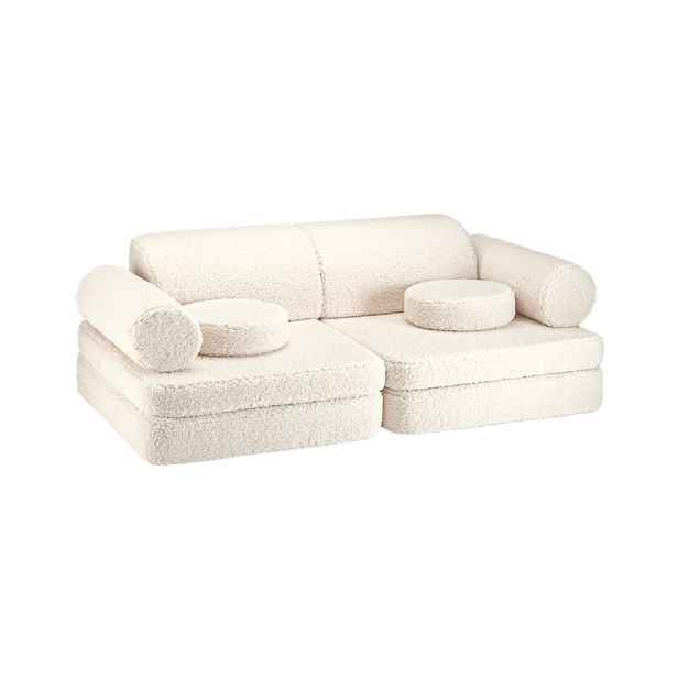 Krémová dětská pohovka z textilie bouclé 132 cm Settee – Wigiwama