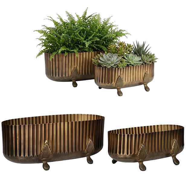 Květináč Na Nožkách Zlatý Loft Na Bonsaji Balkon Velký Obal 40 cm 2 Ks