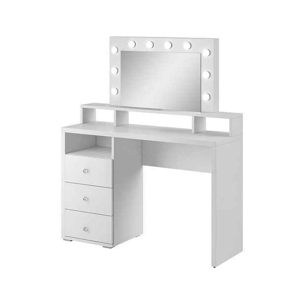 MASSENO TOALETNÍ STOLEK BREZZA, 120/136/40 cm se zásuvkami, bílý