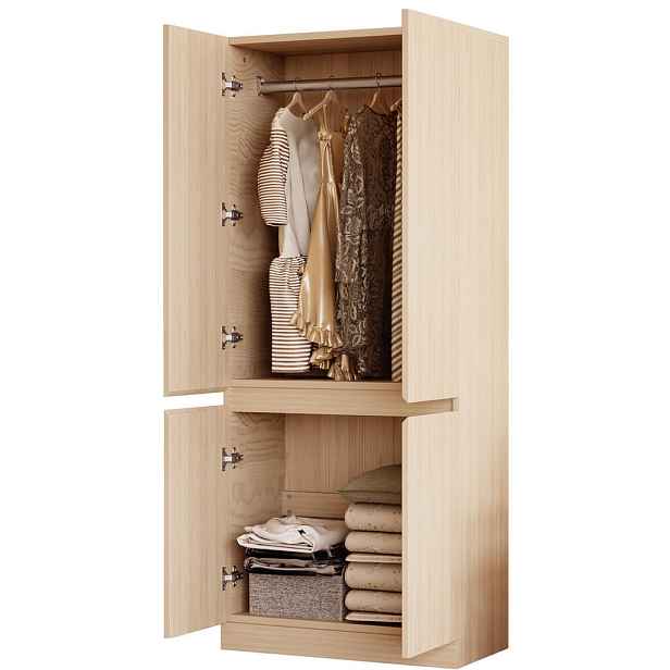 Modfu ŠATNÍ skříň ze dřeva 70x40x170 cm v přírodní barvě se 2 dveřmi a velkým úložným prostorem