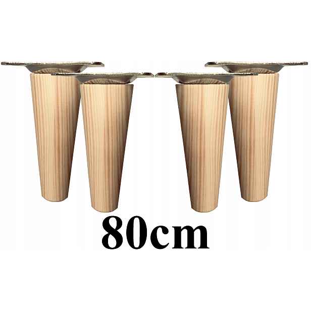 Nohy dřevěné zúžené 80 cm 4ks plechy
