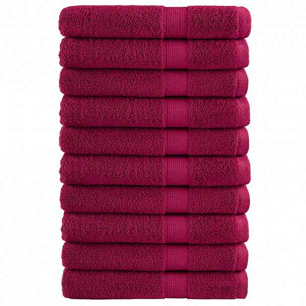 vidaXL Prémiové ručníky SOLUND 10 ks bordó 100x200 cm 600 g/m²